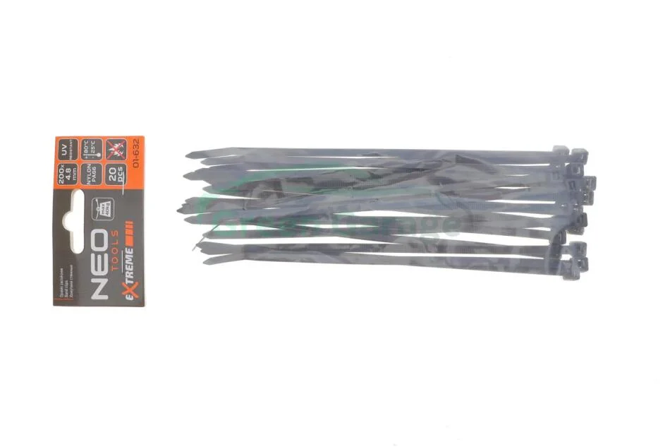 Стяжки кабельні EXTREME 4,8 × 200 мм, чорні, 20 шт. NEO TOOLS 01632 (фото 1)