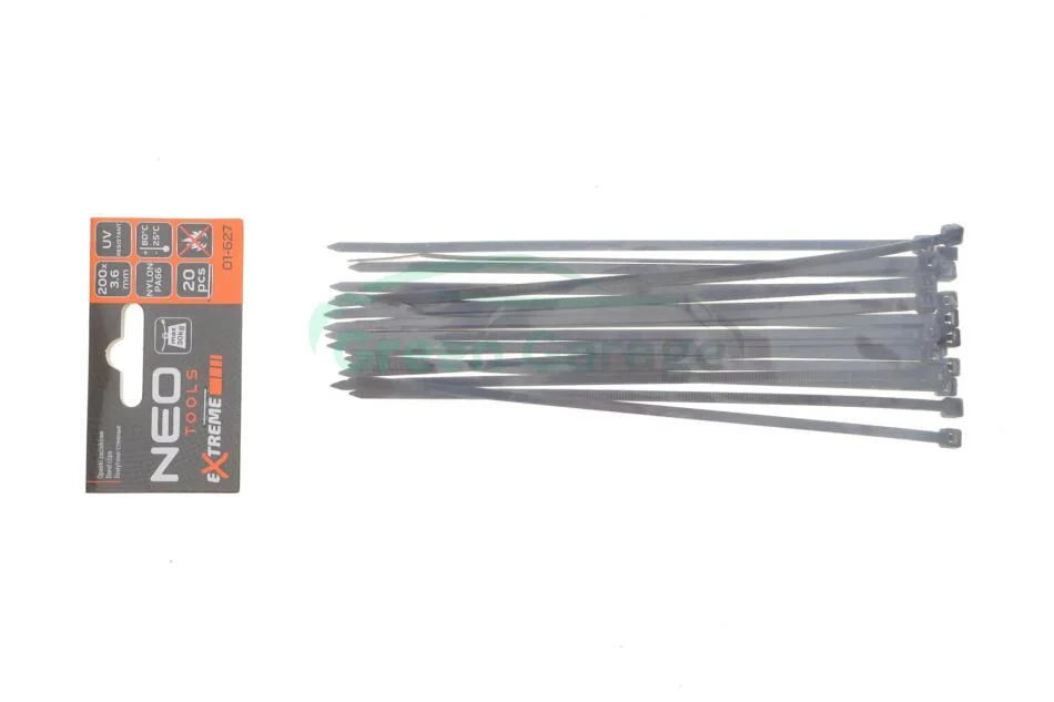 Стяжки кабельні EXTREME 3,6 × 200 мм, чорні, 20 шт. NEO TOOLS 01627 (фото 1)