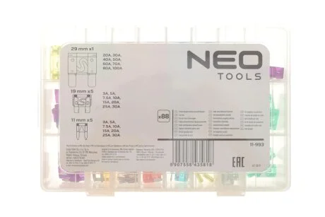 Набір запобіжників автомобільних, набір 88 шт. NEO TOOLS 11993