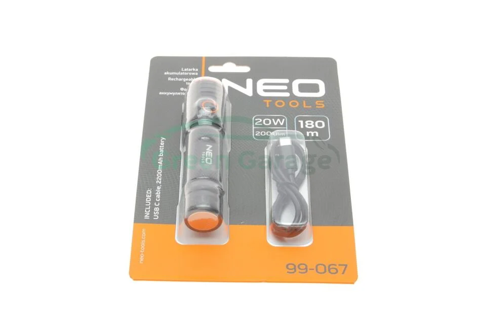 USB акумуляторний ліхтарик C 2000 lm CHN LED NEO TOOLS 99067 (фото 1)