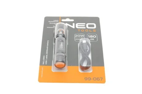 USB акумуляторний ліхтарик C 2000 lm CHN LED NEO TOOLS 99067