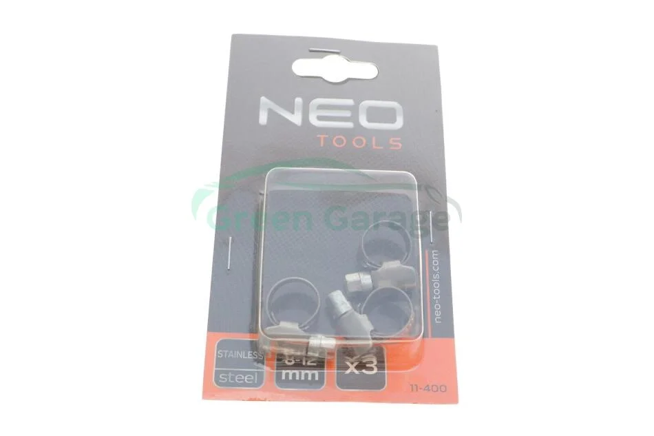 Хомут черв`ячний 8-12/9 мм, W4, 3 шт. NEO TOOLS 11400 (фото 1)