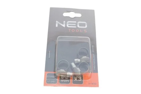 Хомут черв`ячний 8-12/9 мм, W4, 3 шт. NEO TOOLS 11400