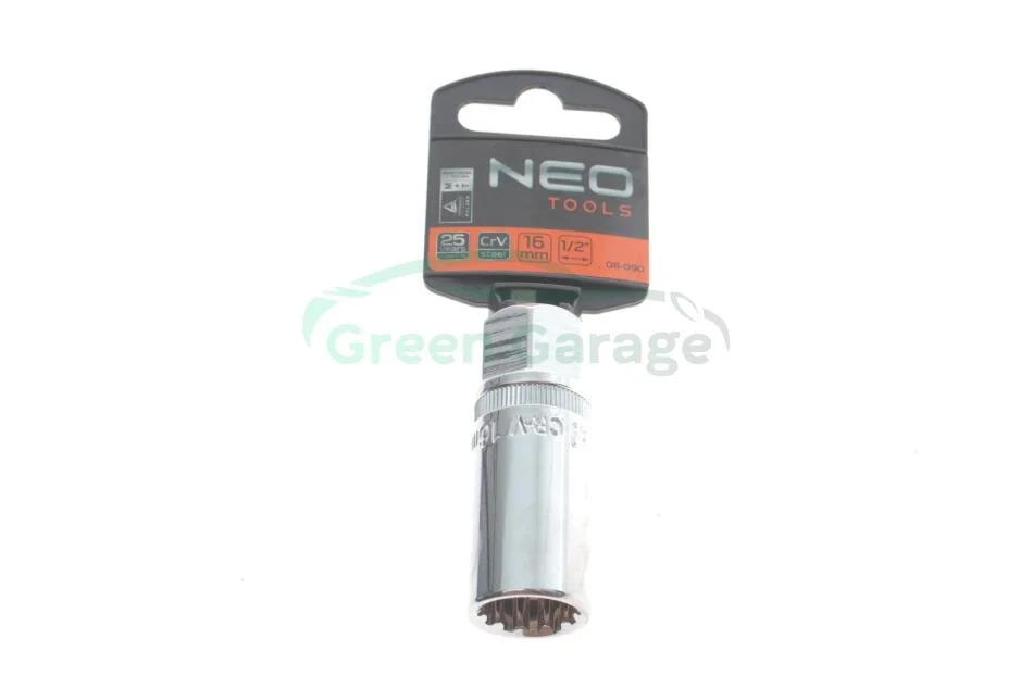 Головка змінна свічкова 1/2", 16 мм NEO TOOLS 08090 (фото 1)