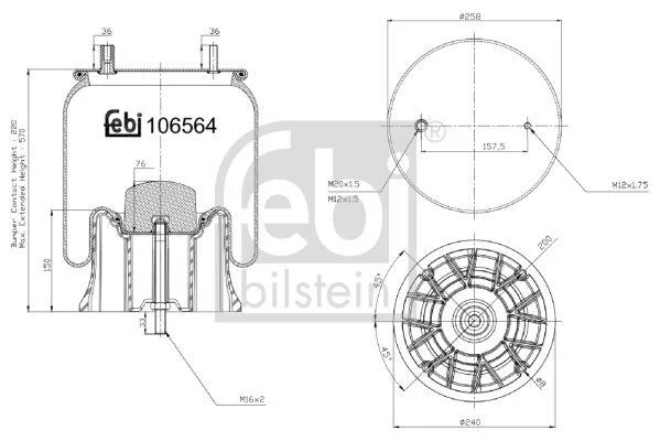 Сильфон пневматичної підвіски FEBI BILSTEIN 106564 (фото 1)