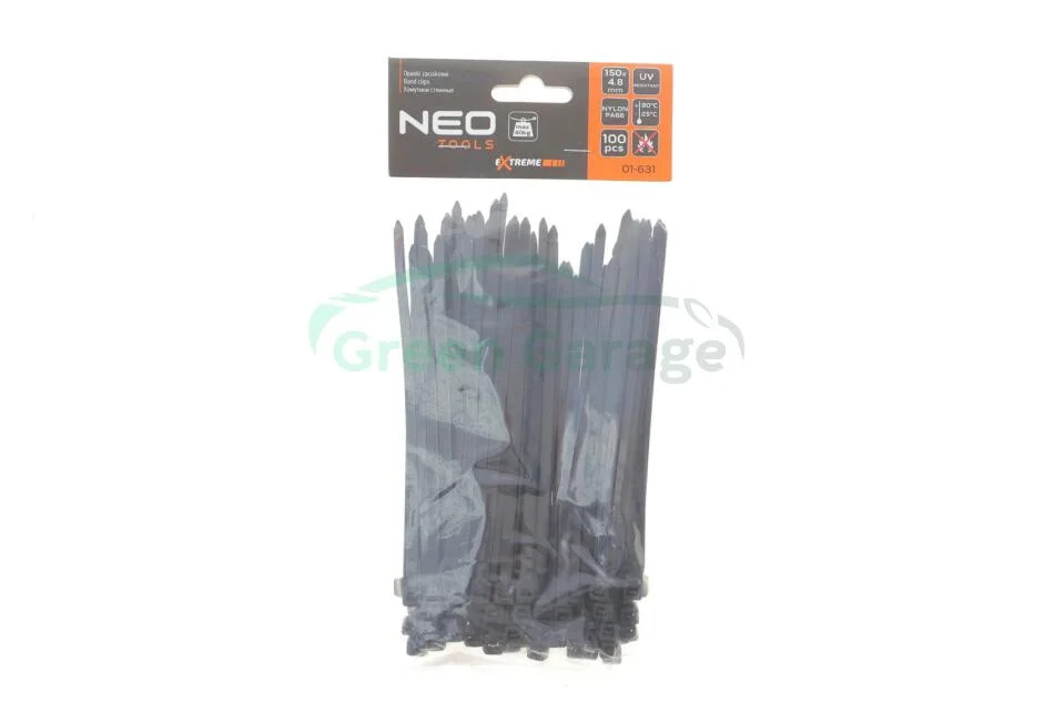 Стяжки кабельні EXTREME 4,8 × 150 мм, чорні, 100 шт. NEO TOOLS 01631 (фото 1)