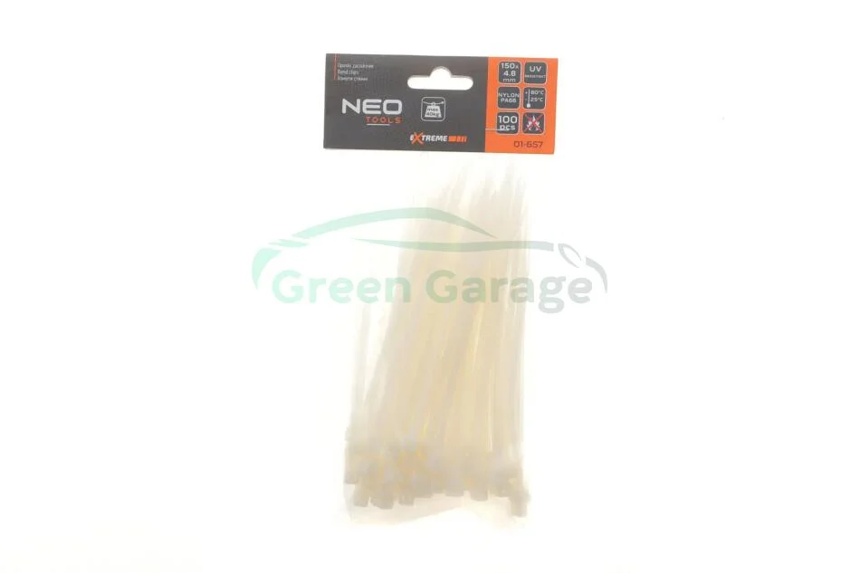 Стяжки кабельні EXTREME 4,8 × 150 мм, білі, 100 шт. NEO TOOLS 01657 (фото 1)