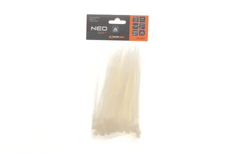 Стяжки кабельні EXTREME 4,8 × 150 мм, білі, 100 шт. NEO TOOLS 01657