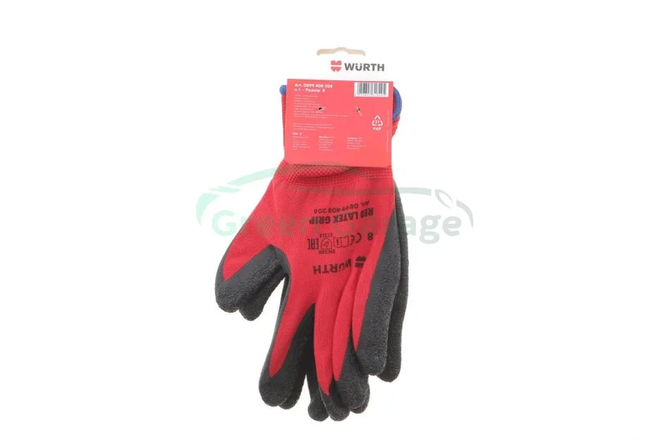 Рукавиці захисні RED LATEX GRIP, поліестер, покриття латекс, пара, р.8, RED LINE {арт. } WURTH 0899408208 (фото 1)