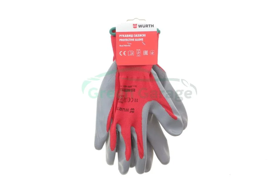 Рукавиці захисні RED NITRILE, поліестер, покритя нітрил, пара, р.11, RED LINE {арт. } WURTH 0899403111 (фото 1)