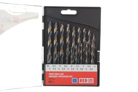 Набір свердел по металу HSS, DIN338, 1,0-10,0mm, 19 шт., RED LINE {арт. } WURTH 06247001