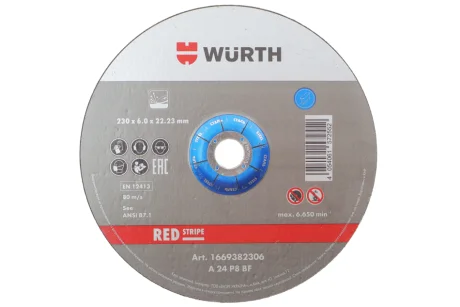 Диск зачисний для сталі TH6,0, BR22,23, D230 mm, RED STRIPE {арт. } WURTH 1669382306