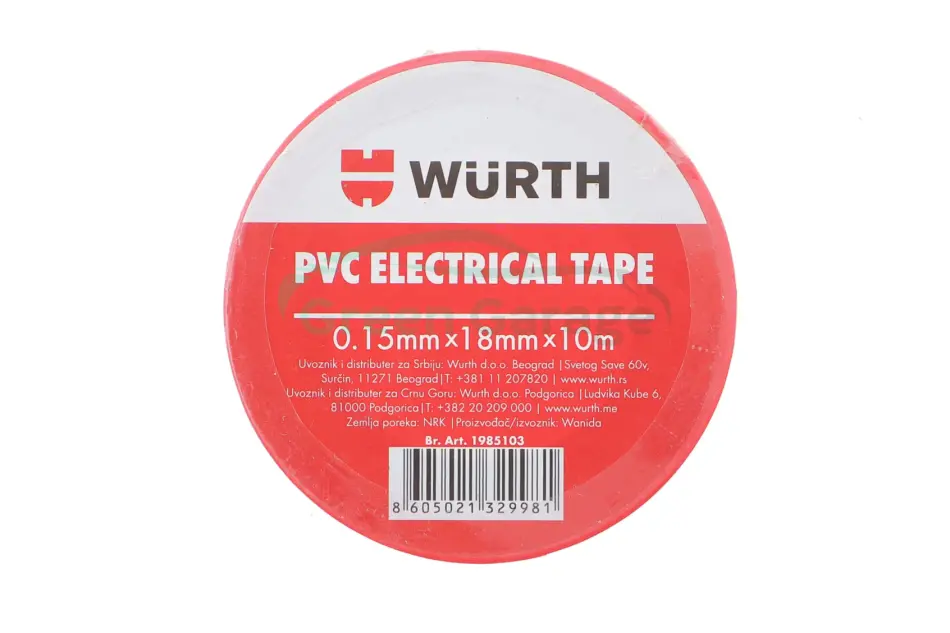Ізоляційна стрічка PVC, червона, 18мм/10м {арт. } WURTH 1985103 (фото 1)