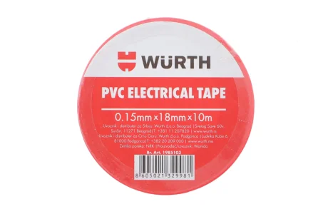 Ізоляційна стрічка PVC, червона, 18мм/10м {арт. } WURTH 1985103