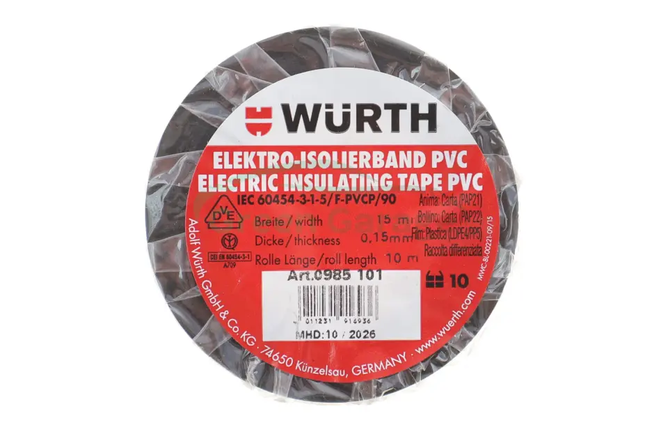 Електроізоляційна стрічка чорна 10м/15мм {арт. } WURTH 0985101 (фото 1)
