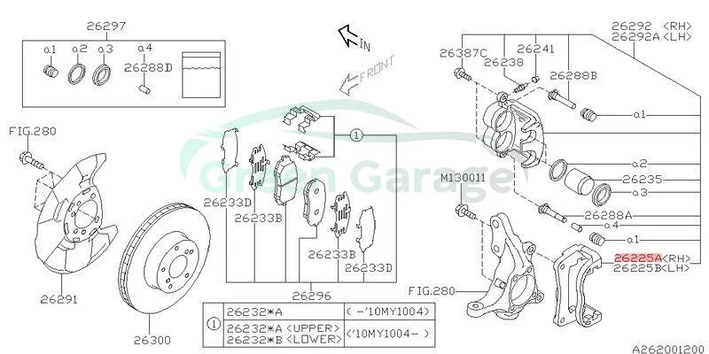 Корпус супорта переднього правий SUBARU 26225AG080 (фото 1)