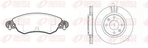 CITROEN К-кт гальм. колодки + диски BERLINGO 07/96- C2 09/03- C3 11/09- C3 PICASSO 02/09- C3 PLURIEL 05/03- C4 11/04- C5 08/04- REMSA 8829.00 (фото 1)