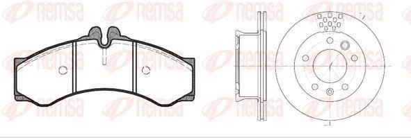 VW К-кт гальм. колодки + диски LT 28-35 II 2.5 TDI 01-06, DB SPRINTER 4-t (B904) 408 D 96-06 REMSA 8614.00 (фото 1)