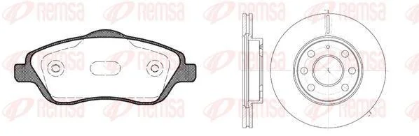 OPEL К-кт гальм. колодок + диски Combo 01-, Corsa C 1,0-1,8 00- REMSA 8774.06 (фото 1)