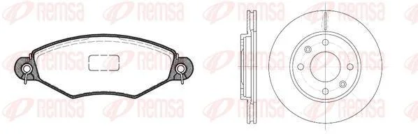 PEUGEOT К-кт гальм. колодки + диски 206 (2A/C) 1.6 i 98-00 REMSA 8643.07 (фото 1)