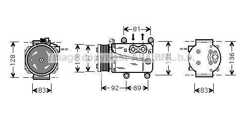 AVA FORD Компресор кондиціонера MONDEO III 1.8, 2.0 00-, TRANSIT 2.3 06- AVA COOLING FDAK171 (фото 1)