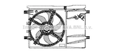 AVA OPEL Вентилятор радіатора (з дифузором) Corsa D, Fiat Grande Punto, Punto 0.9/1.4 06- AVA COOLING FT7532