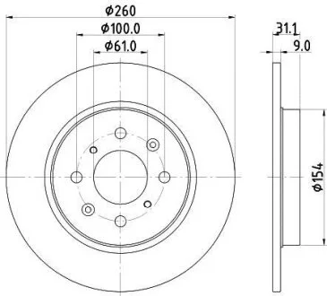 HELLA PRO HONDA Гальмівний диск задн. INSIGHT 1.3 09-, JAZZ III ELECTRIC 09- HELLA PAGID 8DD 355 122531