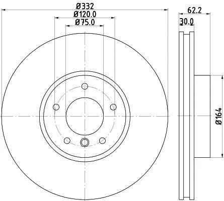 HELLA PRO HIGH CARBON BMW диск гальмівний передній X5 E70,X6 E71 xDrive 06- HELLA PAGID 8DD 355 129291 (фото 1)