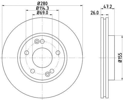 HELLA PRO HYUNDAI диск гальмівний передн. Tucson, Sonata 04-, Kia Magentis HELLA PAGID 8DD 355 118-151