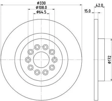 HELLA JAGUAR Гальмівний диск задн. S-TYPE II 4.2 01-, XJ 4.2 03- HELLA PAGID 8DD 355 116711