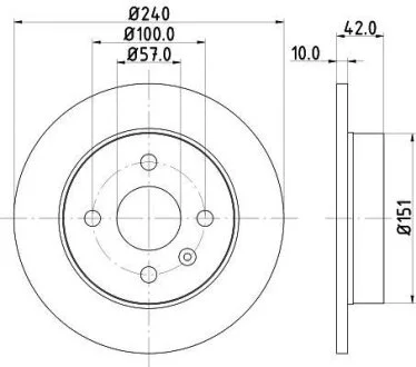 HELLA OPEL диск гальмівний задн. Astra G/H (240*10) (4-відв.) HELLA PAGID 8DD 355 106091