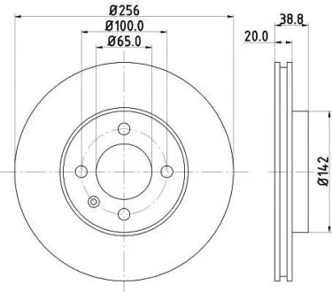 HELLA PRO VW гальмівний диск передн. CADDY II, GOLF III, SEAT HELLA PAGID 8DD 355 101321