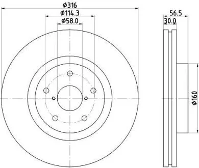 Диск гальмівний з покриттям PRO передній HELLA PAGID 8DD 355 116361