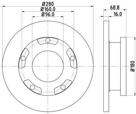 HELLA FORD диск гальм. задн. Transit 06- (з кільцем ABS) HELLA PAGID 8DD 355 113811 (фото 1)