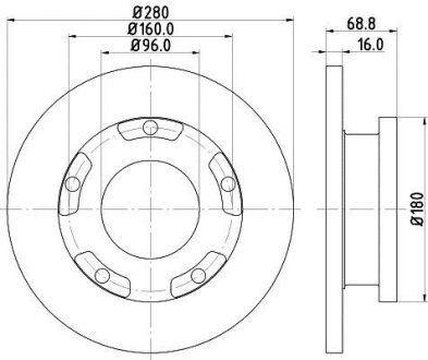 HELLA FORD диск гальм. задн. Transit 06- (з кільцем ABS) HELLA PAGID 8DD 355 113811