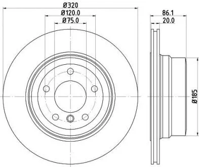 HELLA PRO BMW диск гальм. задн. E60 525 HELLA PAGID 8DD 355 119201