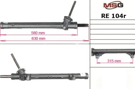 Рульова рейка без ГПК Kangoo/Megane II/MB Citan 97-21 (відновлена з TRW) MSG RE 104R