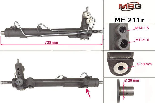 Рульова рейка з ГПК MB ML (W163) 98-05 (відновлена з ZF) MSG ME211R (фото 1)