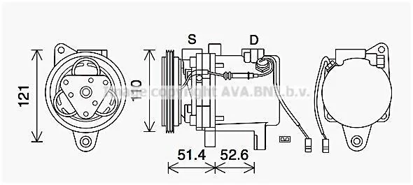 AVA SMART Компресор кондиціонера CABRIO 0.6-0.8, CITY-COUPE 0.6-0.8, FORTWO 0.6-0.8 AVA COOLING MCAK019 (фото 1)