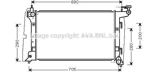 AVA TOYOTA Радіатор сист. охолодження двиг. Corolla 1.4/1.6 01- AVA COOLING TOA2290 (фото 1)