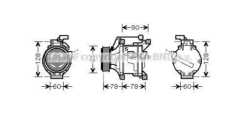 AVA TOYOTA Компресор кондиціонера COROLLA 1.4-2.0 01- AVA COOLING TOAK443 (фото 1)
