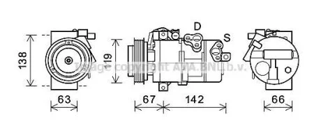 AVA KIA Компресор кондиціонера SORENTO 2.0, 2.2 09- AVA COOLING KAK216