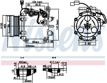 MITSUBISHI Компресор кондиціонера ECLIPSE IV 05-, ENDEAVOR 03-, GALANT IX 03- NISSENS 890879
