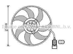 AVA OPEL Вентилятор радіатора (без дифузора) COMBO 1.3 04-, CORSA C 1.3, 1.7 03-, VAUXHALL AVA COOLING OL7671