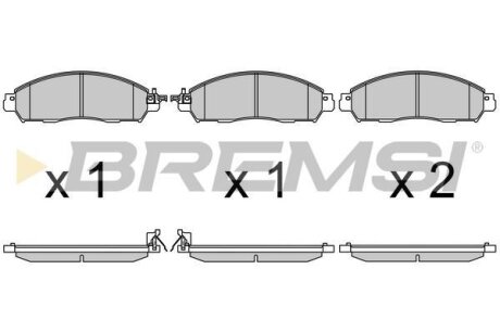 Комплект гальмівних накладок, дискове гальмо BREMSI BP3721