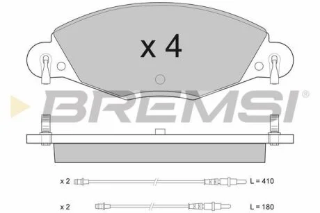 Комплект гальмівних накладок, дискове гальмо BREMSI BP2937