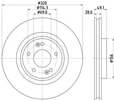 HELLA PRO KIA диск гальм. передн. SORENTO 15- HELLA PAGID 8DD 355 125121