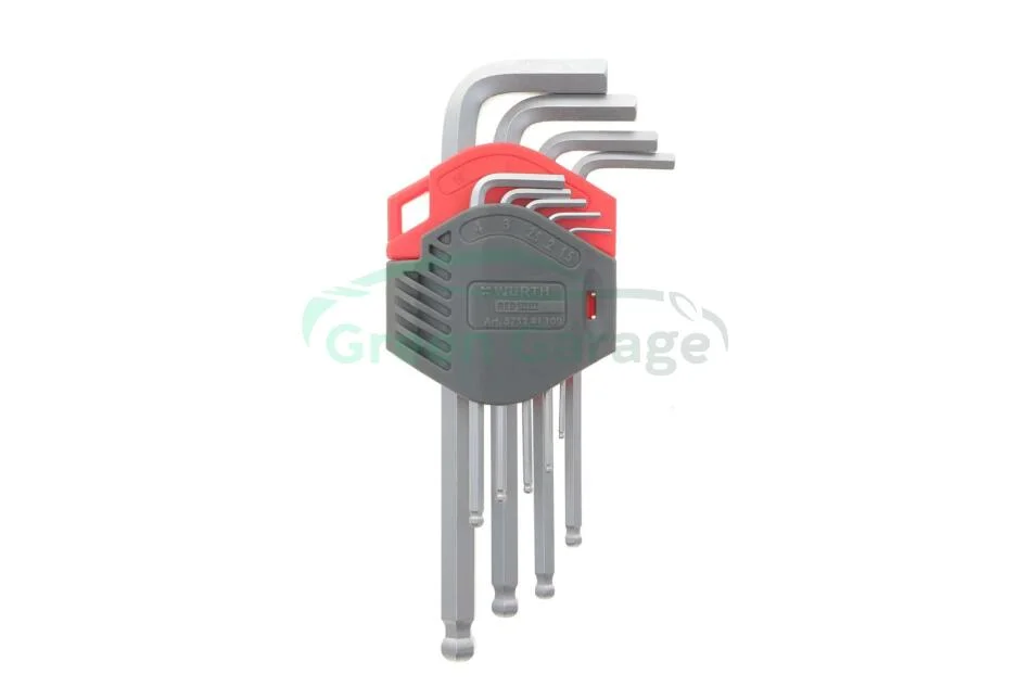 Набір ключів Г-подібних HEX з кулькою, SW1,5-10 mm, 9 шт., RED STRIPE {арт. 575241 100} WURTH 575241100 (фото 1)