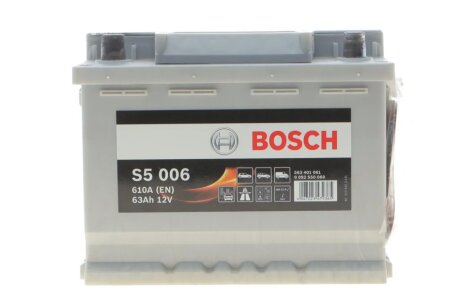 Акумулятор 12В/63Аг/610А/14,849кг BOSCH DSC0092S50060
