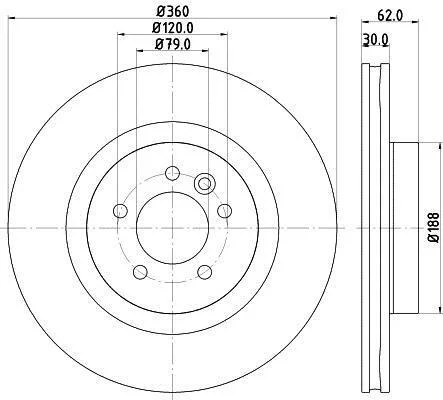 Диск гальмівний з покриттям PRO передній HELLA PAGID 8DD355118871 (фото 1)